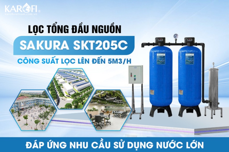 Hệ thống lọc tổng đầu nguồn Sakura SKT205C có công suất 5000L/h