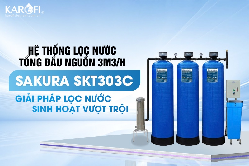 Lọc đầu nguồn 3 cột áp lực tự động sục rửa Sakura SKT303C công suất 3m3/h