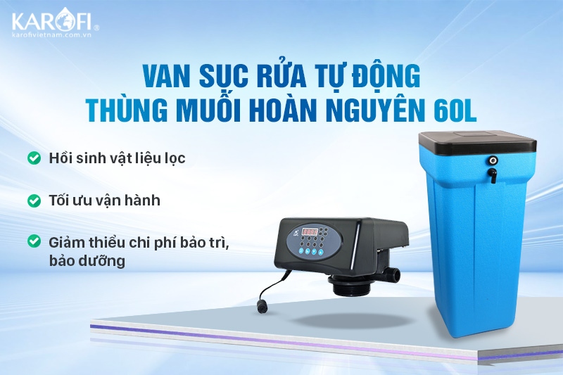 SKT303C với van sục rửa tự động kết hợp với thùng muối hoàn nguyên 60L
