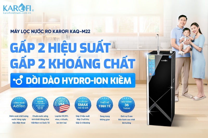 Máy lọc nước 12 lõi KAQ-M22 - gấp 2 hiệu suất - gấp 2 khoáng chất