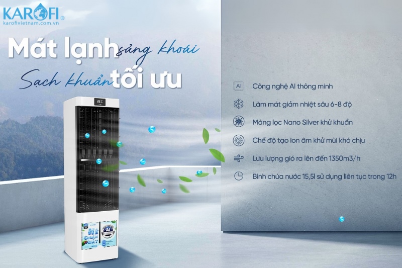 Quạt điều hòa Karofi KAC-H132R mát lạnh sảng khoải