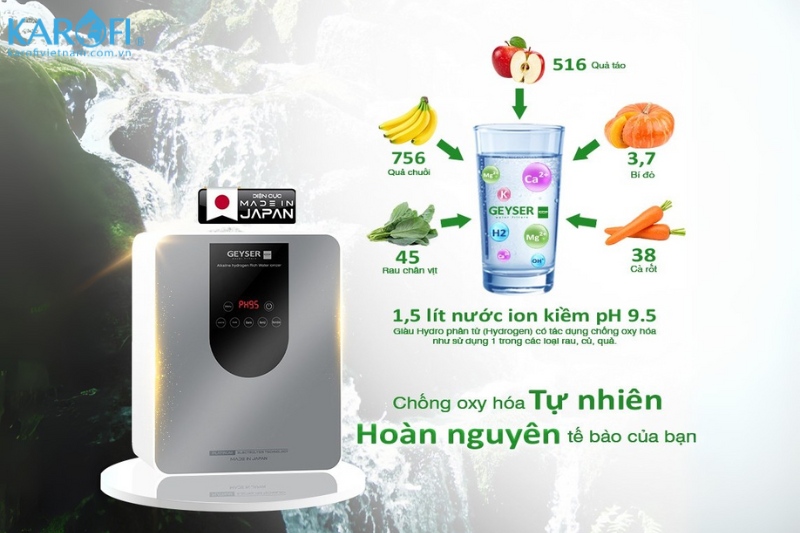 Nước ion kiềm từ Geyser Ecotar 9 Pro mang lại lợi ích vượt trội cho sức khỏe