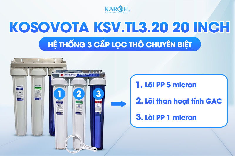Kosovota KSV.TL3.20 20 inch với hệ thống 3 cấp lọc thô chuyên biệt