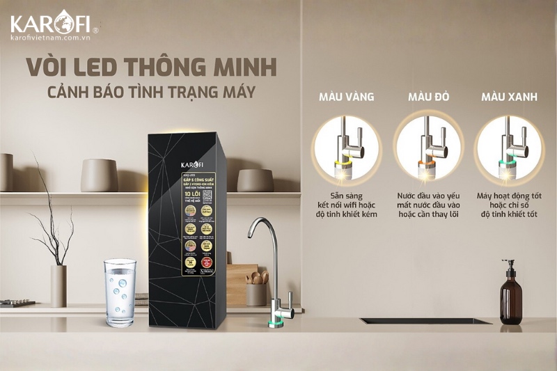 KAQ-U99 với vòi led thông minh - hiển thị trạng thái hoạt động