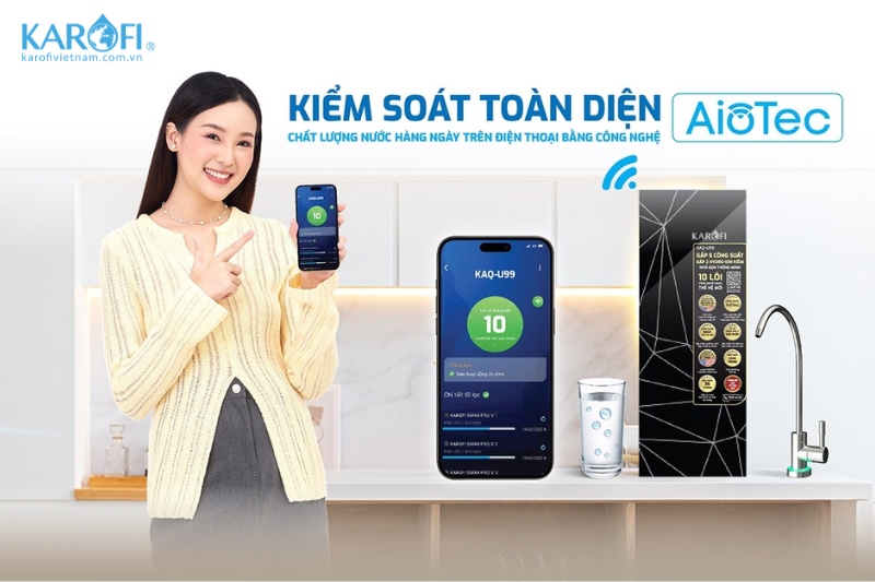 Máy lọc nước để bàn Karofi KAQ-U99 tích hợp công nghệ AioTec hiện đại