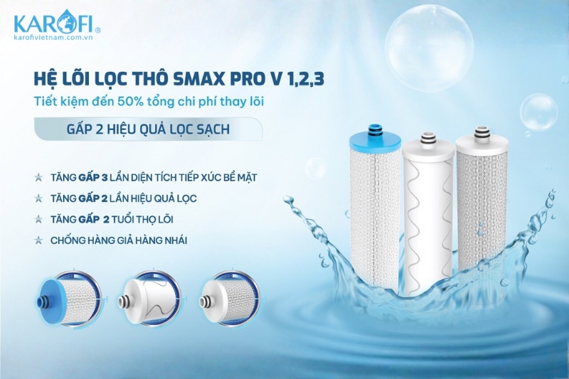 KAD-L55 10 lõi lọc công nghệ Smax gấp 2 công suất, gấp 2 tuổi thọ