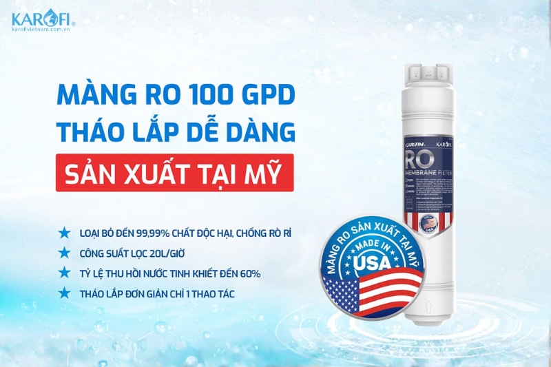 AE-S68 PRO với màng RO 100GPD cho lưu lượng nước ổn định - mạnh mẽ