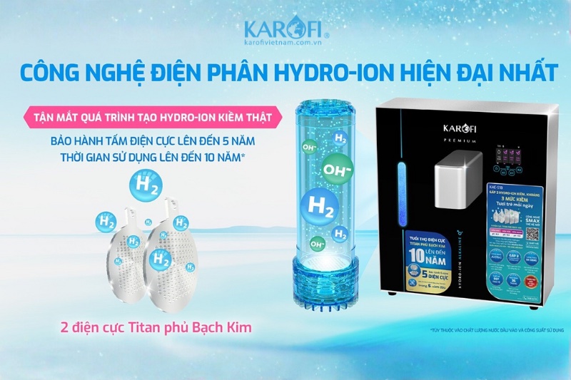 Karofi KAE-S18 với công nghệ điện phân Hydro-ion kiềm trực quan hiện đại