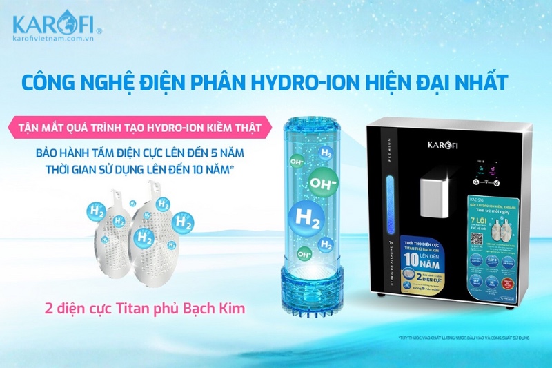 Karofi KAE-S16 công nghệ điện cực Titanium phủ bạch kim bền bỉ