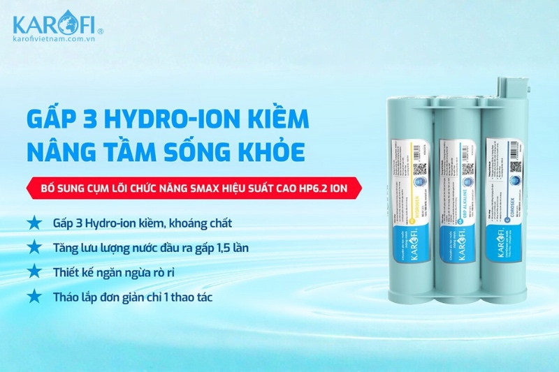 Karofi KAE-S16 với hệ lõi chức năng 6.2 Ion bổ sung khoáng chất