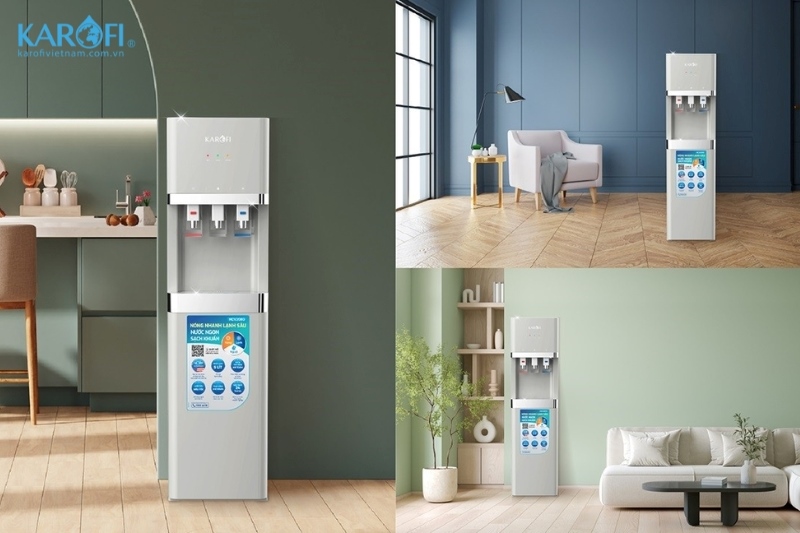 Hình ảnh lắp đặt của cây lọc nước nóng lạnh 1 cấp lọc Karofi HCV208G