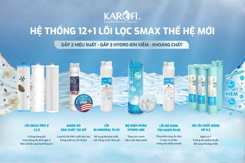 Karofi SA9 PREMIUM 13 l&otilde;i lọc Smax cho nguồn nước tốt cho sức khoẻ