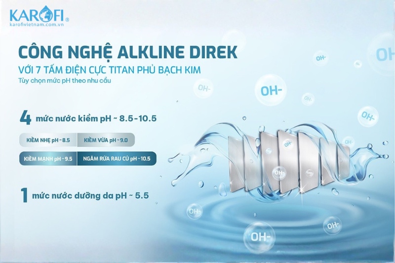 Karofi DA9 PREMIUM trang bị 7 tấm điện cực Titanium mạ Bạch Kim