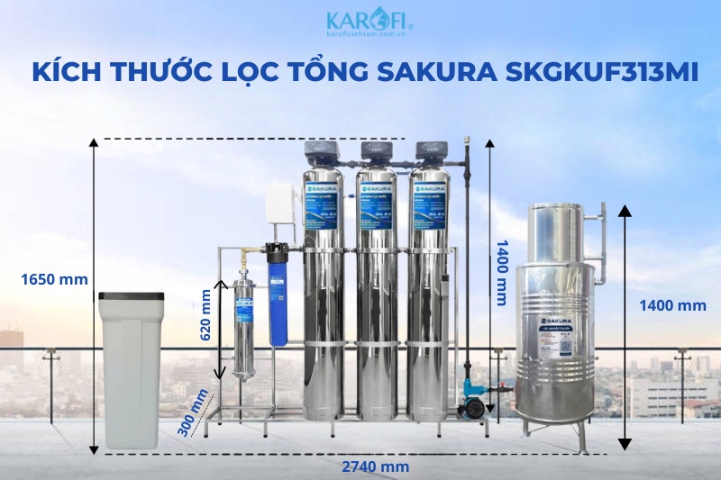 Kích thước hệ thống lọc nước giếng khoan SKGKUF313MI