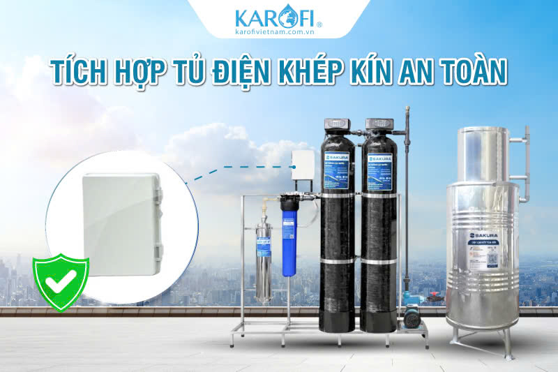 Lọc tổng giếng khoan SKGKUF312C t&iacute;ch hợp tủ điện kh&eacute;p k&iacute;n an toản