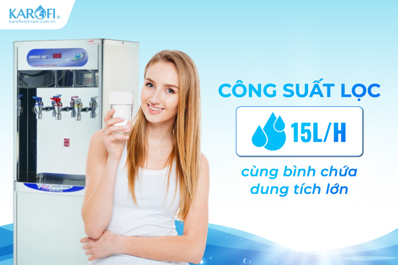 C&ocirc;ng suất lọc 15L/h ổn định c&ugrave;ng b&igrave;nh chứa dung t&iacute;ch lớn