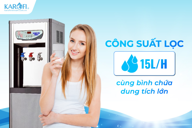 C&ocirc;ng suất lọc 15L/h ổn định c&ugrave;ng b&igrave;nh chứa dung t&iacute;ch lớn