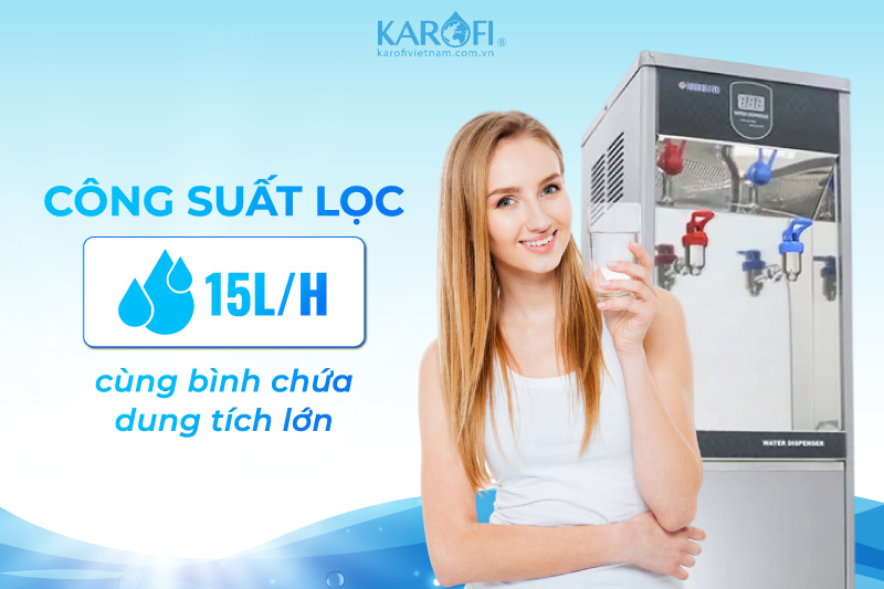 C&ocirc;ng suất lọc 15L/h ổn định c&ugrave;ng b&igrave;nh chứa dung t&iacute;ch lớn