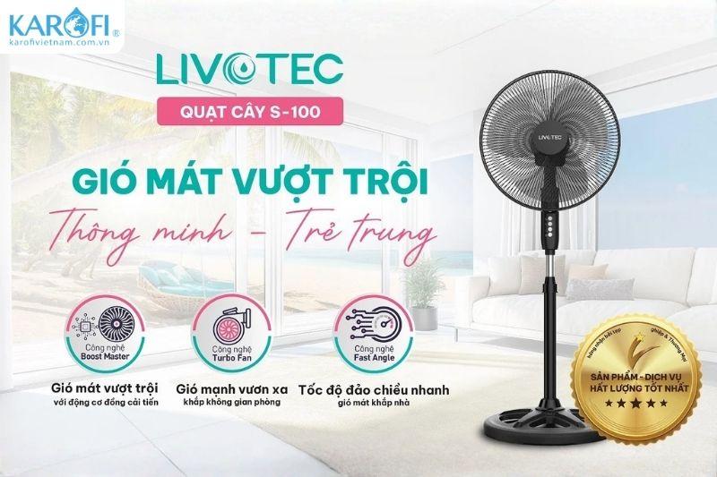 Quạt cây Livotec S-100 mang đến làn gió mát vượt trội