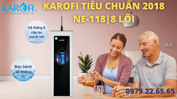 Máy lọc nước Karofi tiêu chuẩn 8 lõi lọc Ne118
