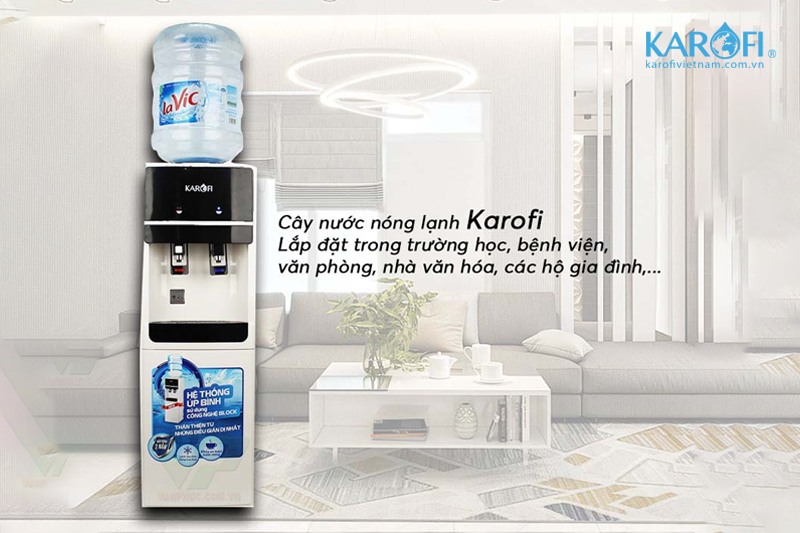 Cây nước nóng lạnh úp bình Karofi được ứng dụng rộng rãi