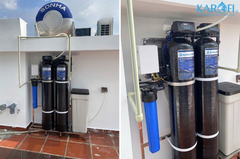 Hình ảnh thực tế lắp đặt hệ thống lọc tổng đầu nguồn