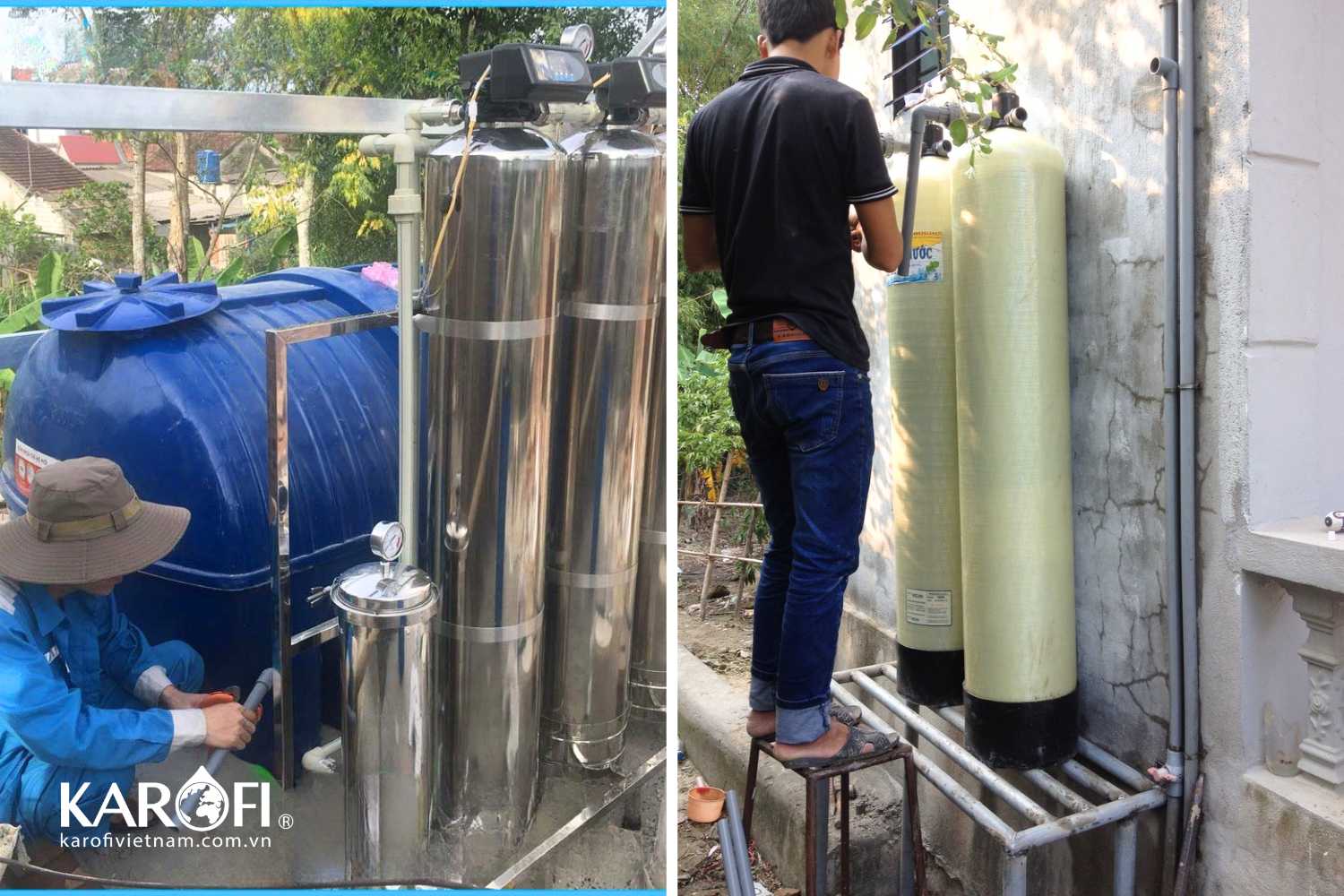 Hình ảnh lắp đặt thực tế máy lọc nước tổng đầu nguồn Karofi