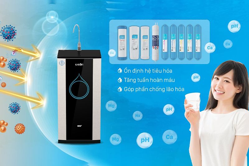 máy lọc nước karofi ion kiềm giàu hydro có lợi cho sức khỏe người dùng