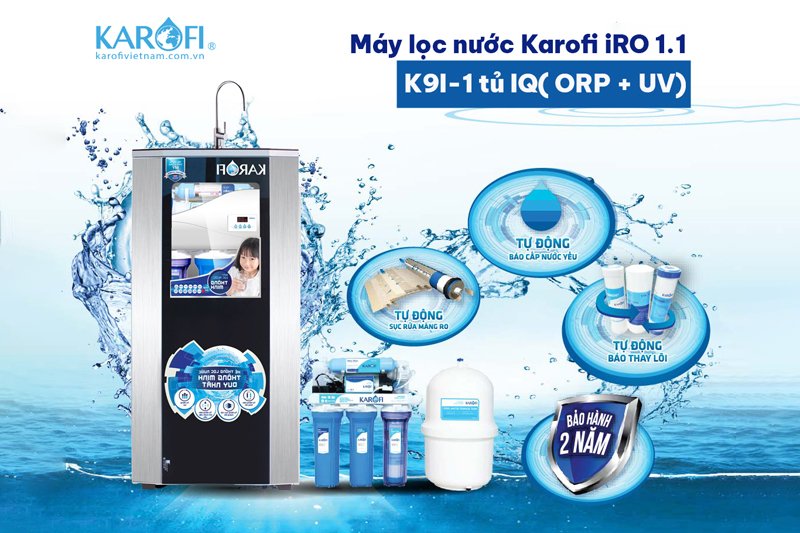 Máy lọc nước karofi Iro 10 lõi K9l-1 đèn UV, ORP