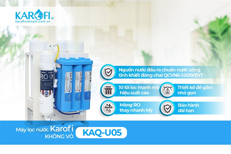 Máy lọc nước Karofi không vỏ KAQ-U05 10 cấp lọc
