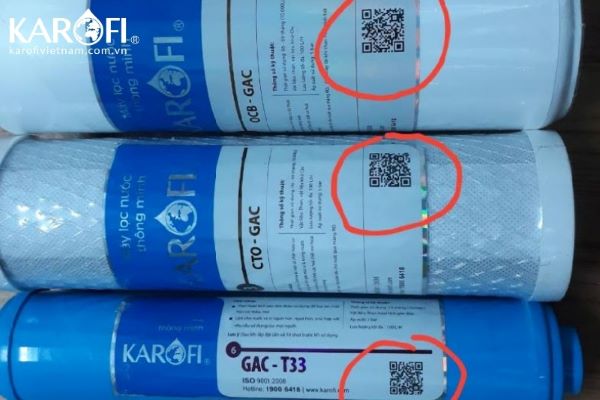 Quét mã QR trên lõi lọc nước để kiểm tra lõi lọc chính hãng