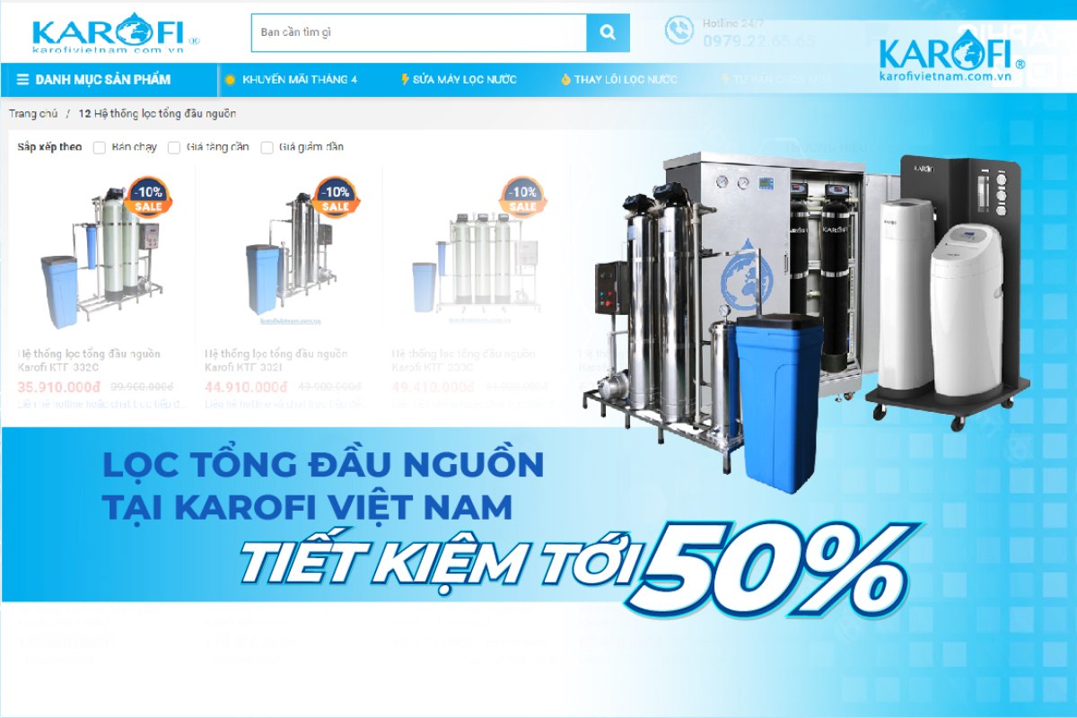 Mua máy lọc nước đầu nguồn Karofi giá tốt tại Karofi Việt Nam