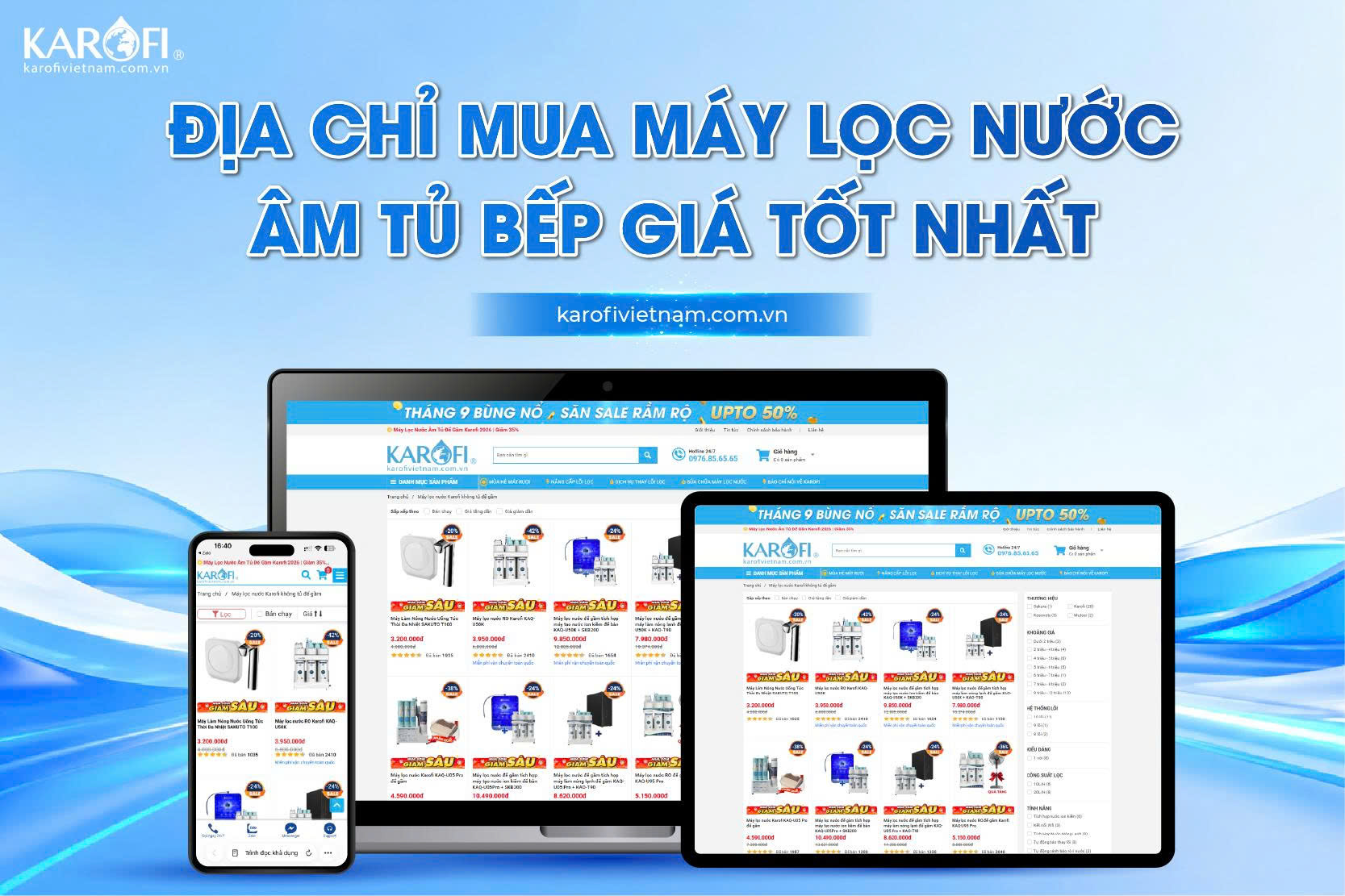 Karofi Việt Nam - Địa chỉ mua máy lọc nước âm tủ để gầm chính hãng, giá tốt