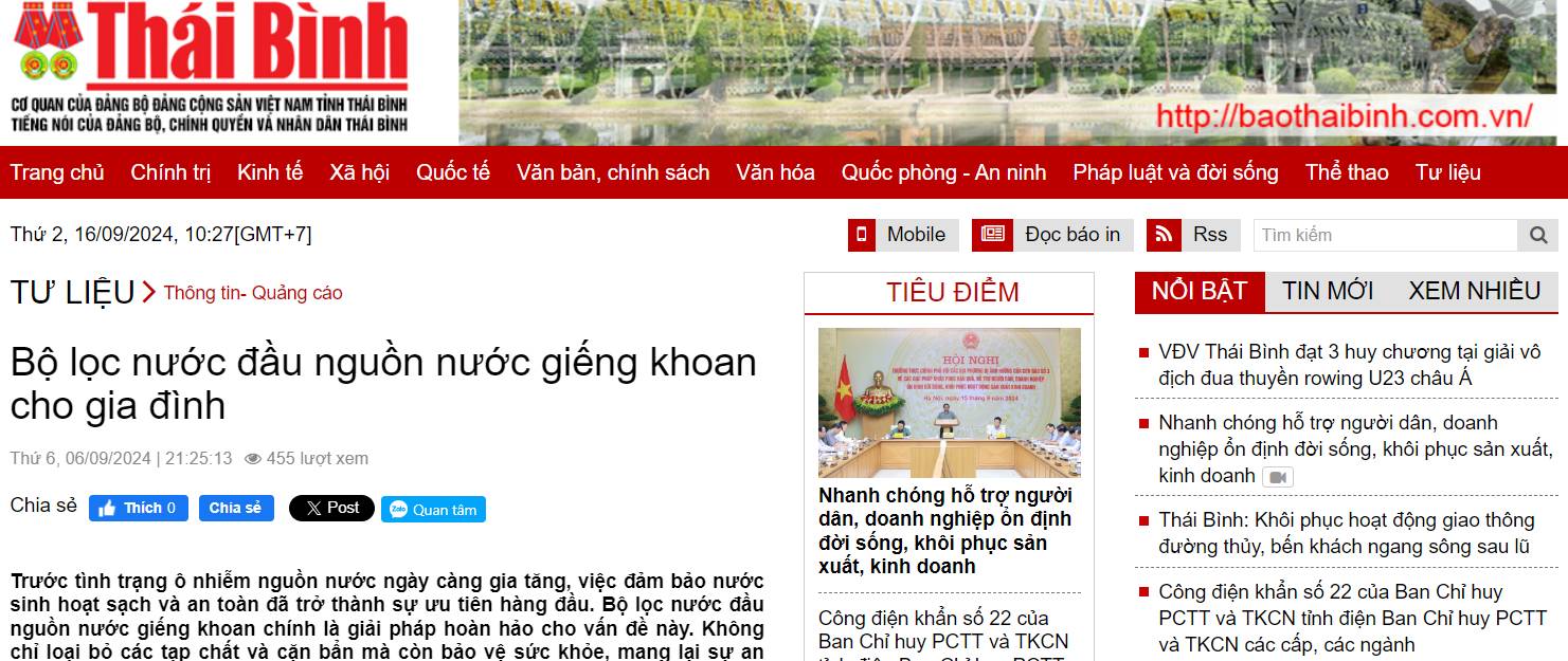 Báo Thái Bình nói về Karofi