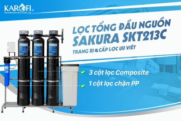 Lọc tổng đầu nguồn Sakura SKT213C giúp xử lý nước chuyên sâu