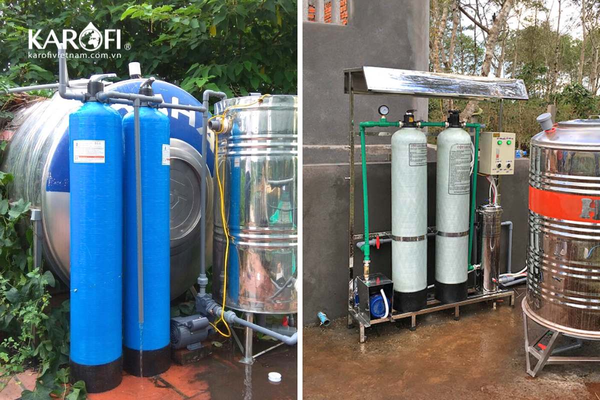 Karofi lắp đặt máy lọc nước thô đầu nguồn cho khách hàng nhà mặt đất