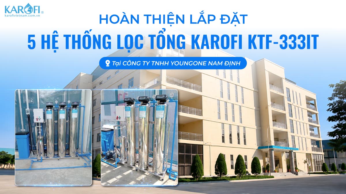 Cận Cảnh Lắp Đặt 5 Bộ Lọc Tổng Karofi Tại Nhà Máy Lớn