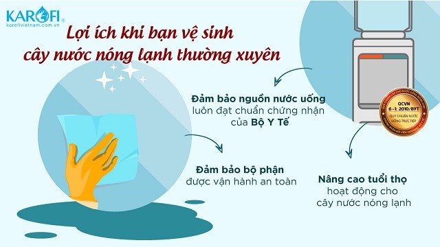 5 bước vệ sinh cây nước nóng lạnh Karofi THẦN THÁNH tại nhà