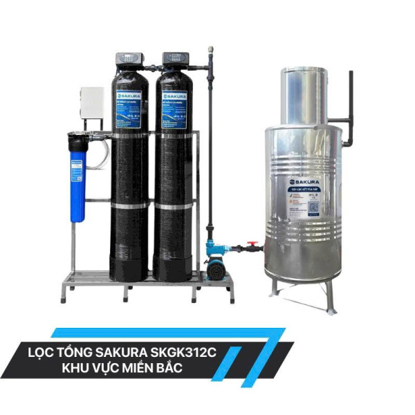  Hệ thống lọc nước giếng khoan 2 cột áp lực tự động sục rửa Sakura SKGK312C