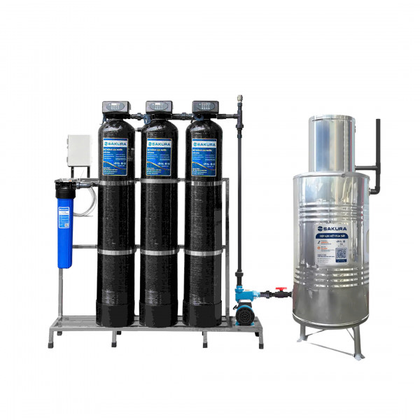  Hệ thống lọc nước giếng khoan 3 cột áp lực tự động sục rửa Sakura SKGK313C