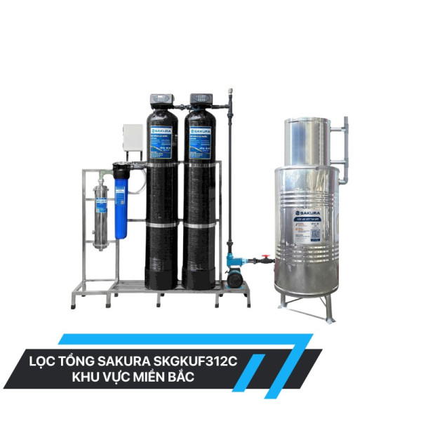  Hệ thống lọc nước giếng khoan 2 cột áp lực tự động sục rửa có màng siêu lọc UF Sakura SKGKUF312C