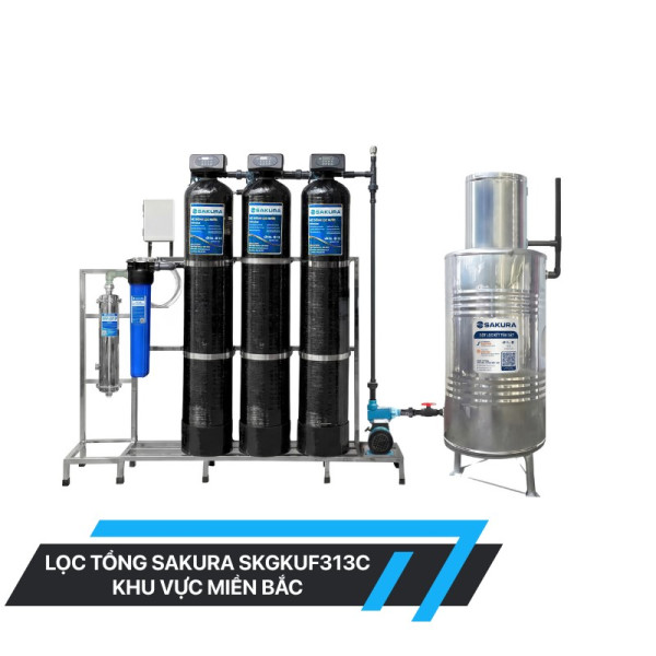 Hệ thống lọc nước giếng khoan 3 cột áp lực tự động sục rửa có màng siêu lọc UF Sakura SKGKUF313C