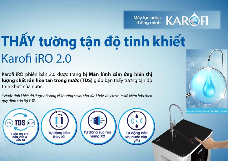 Máy lọc nước Karofi màn hình cảm ứng thông minh hiện đại